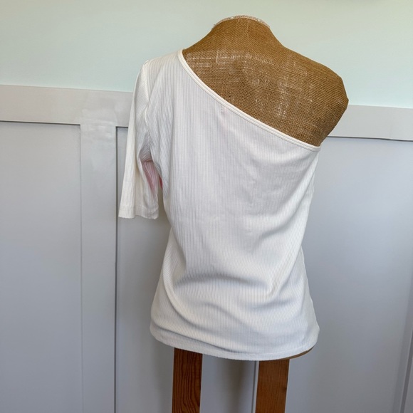 Spanx NEW Ribbed One Shoulder Top Women’s Large Ivory White Sexy Datenight - Picture 3 of 8